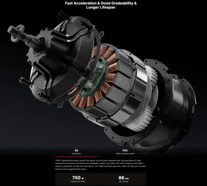 Fast Acceleration & Good Gradeability & Longer Lifespan, D5 Hub Motor